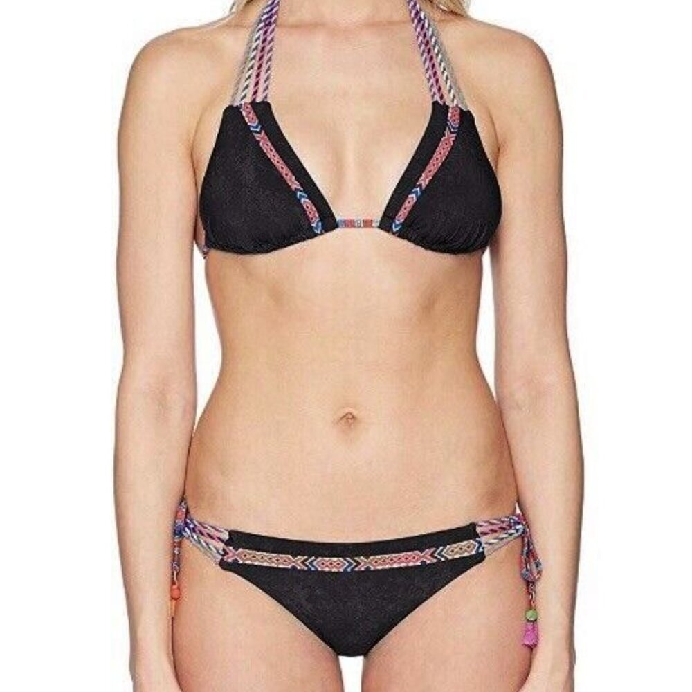 NWT Nanette Lepore Women's Cha Cha Vixen Top & Side Tie Bikini Bottom Medium M